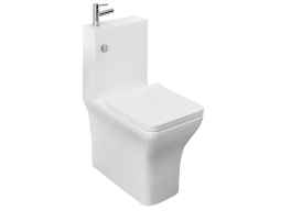 Square Close Coupled Toilet and Basin with Chrome tap